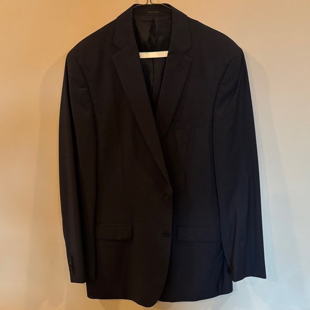 Calvin Klein Dark Blue Checkered Blazer with Black Buttons Men's 42L